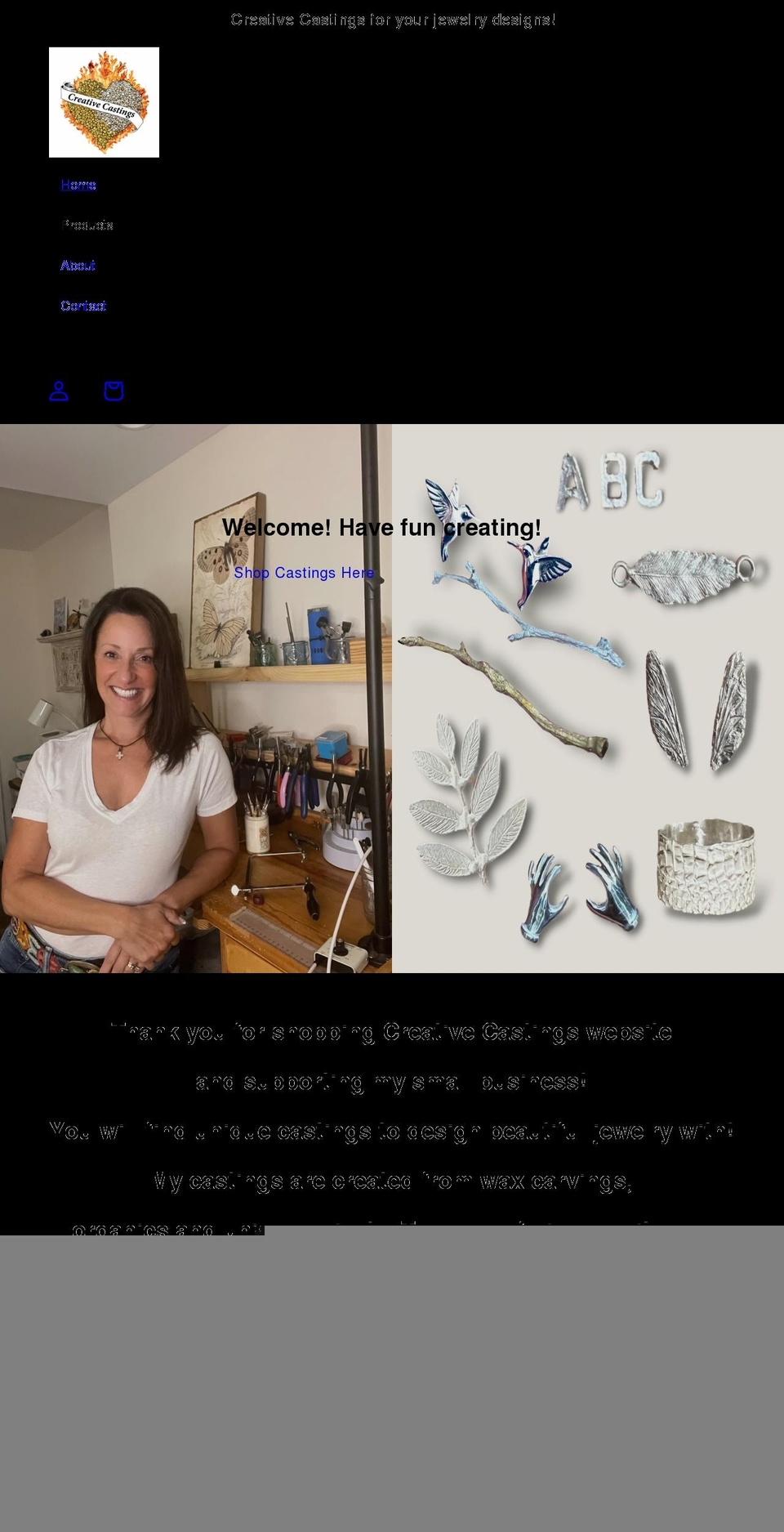 creativecastingsandmore.com shopify website screenshot