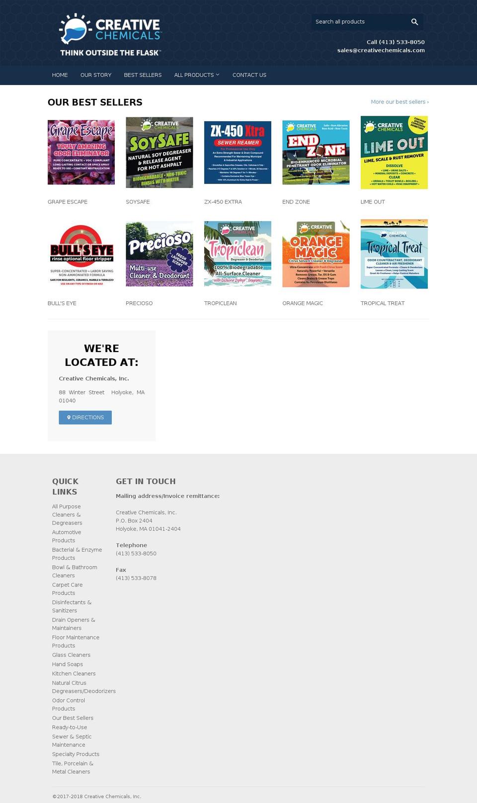 creativechemicals.com shopify website screenshot