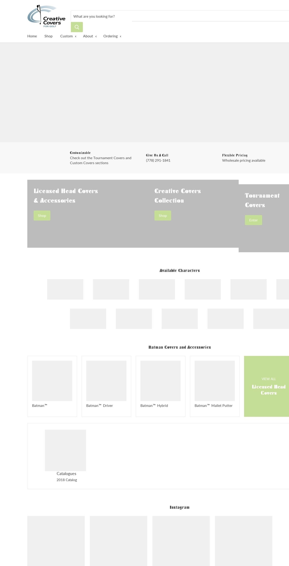 creativecoversforgolf.ca shopify website screenshot