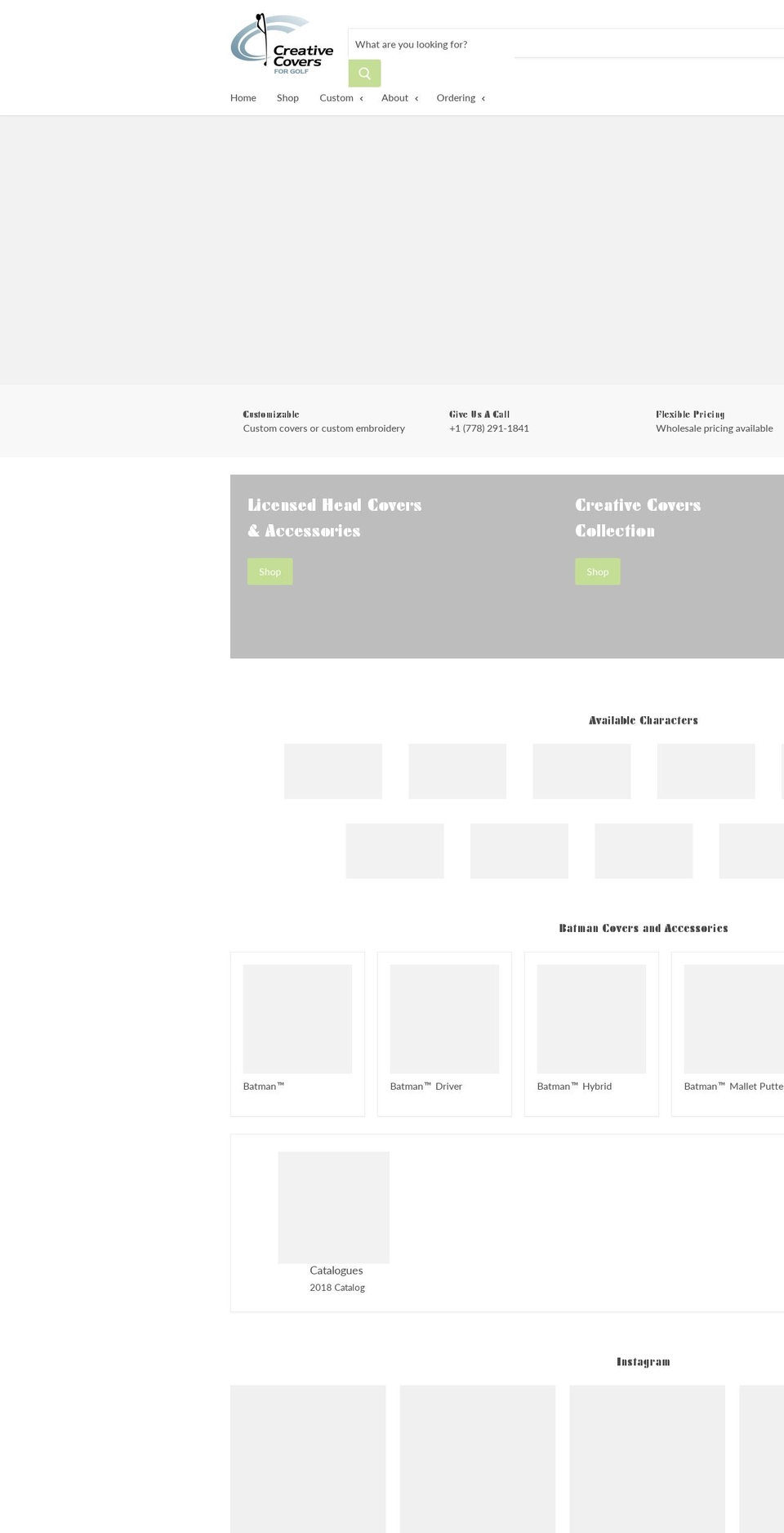 creativecoversforgolf.net shopify website screenshot