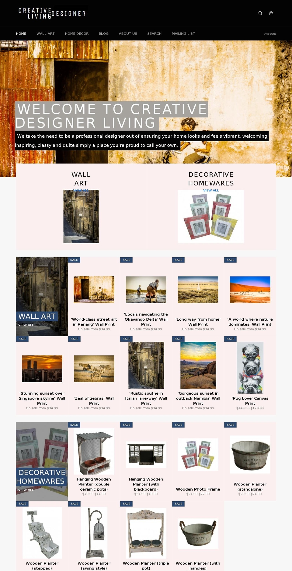 creativedesignerliving.com shopify website screenshot