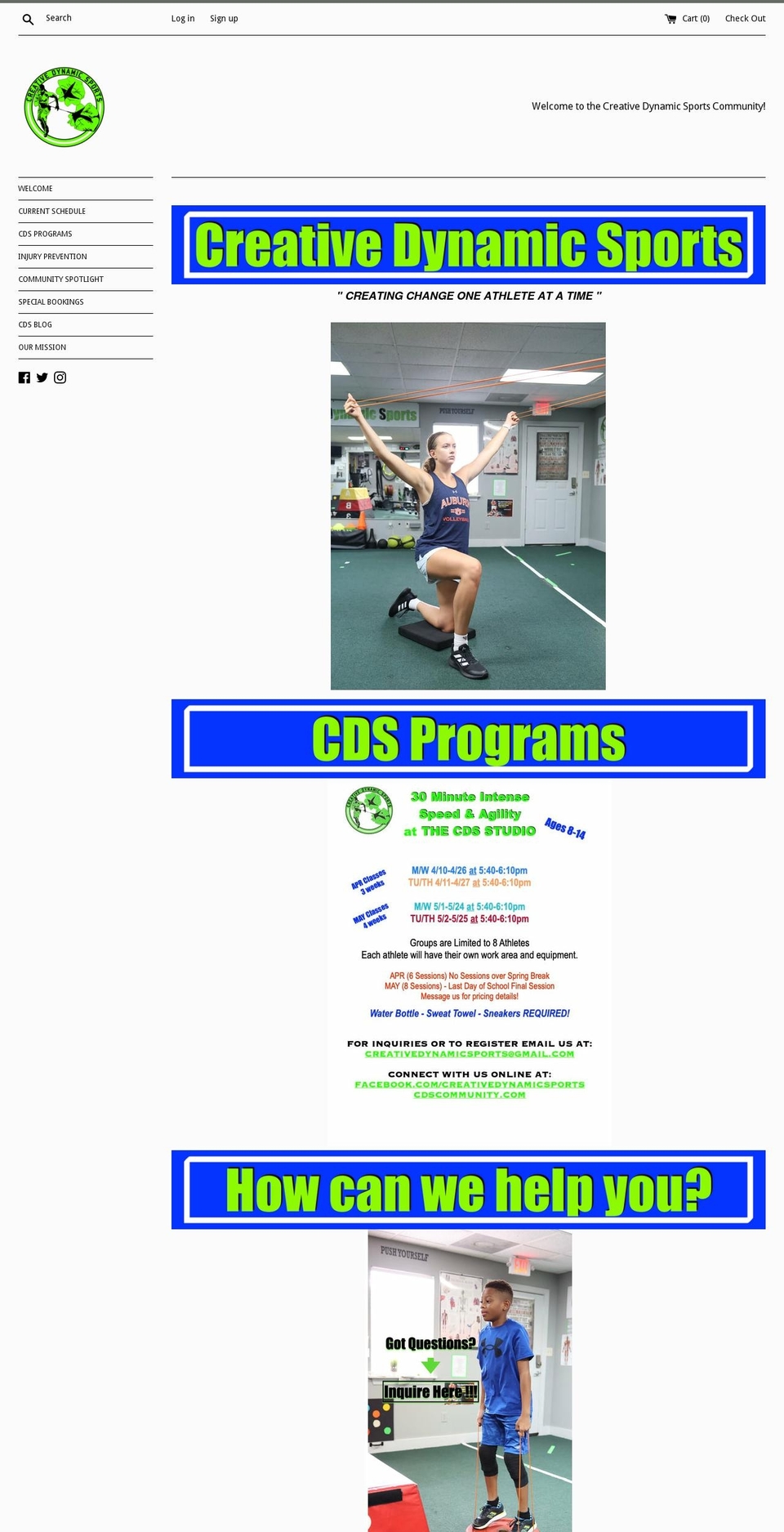 creativedynamicsports.com — Shopify storefront screenshot