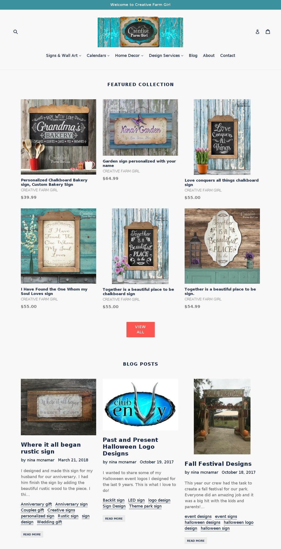 creativefarmgirl.com shopify website screenshot