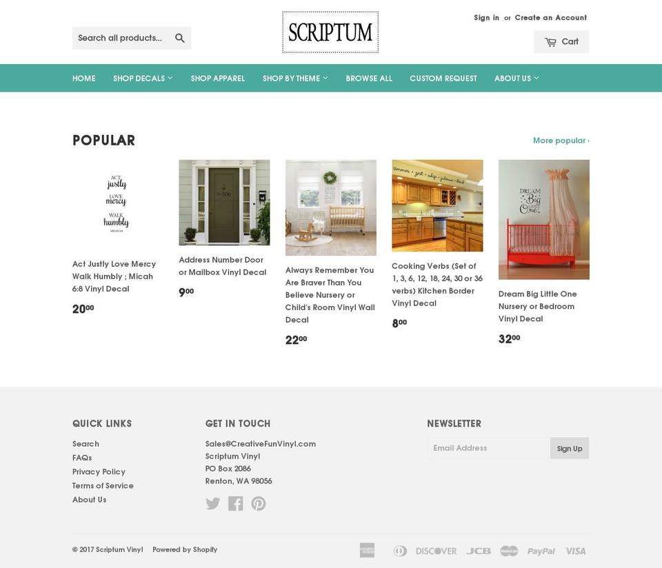 creativefunvinyl.com shopify website screenshot