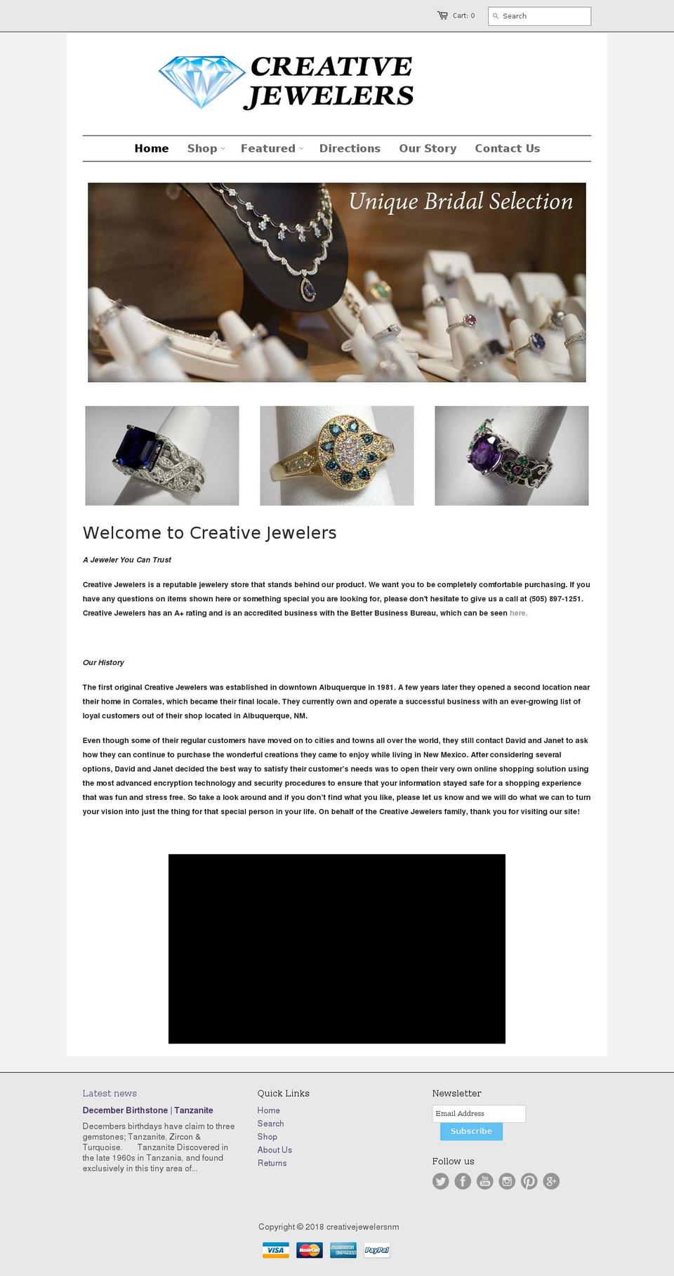 creativejewelersabq.com — Shopify storefront screenshot