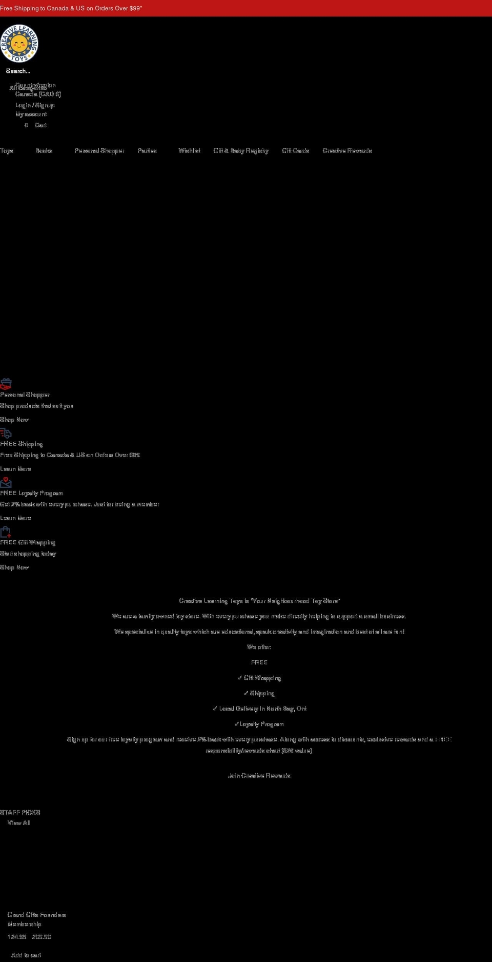 creativelearningtoys.com shopify website screenshot