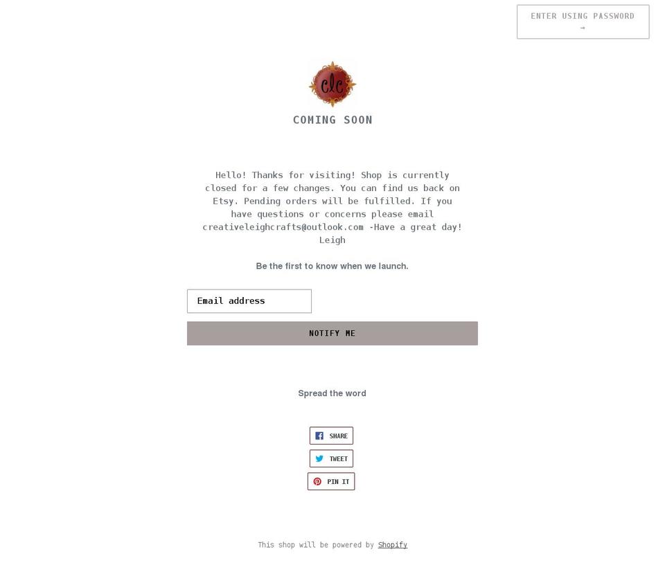 creativeleighcrafts.com shopify website screenshot