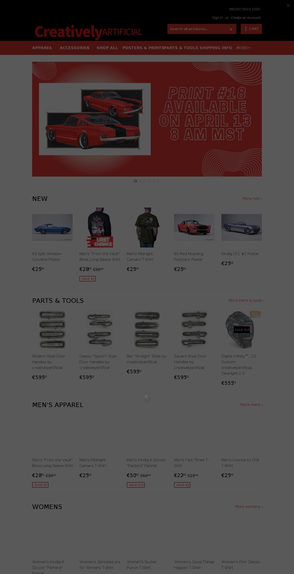 New Store Front Shopify theme site example creativelyartificial.com