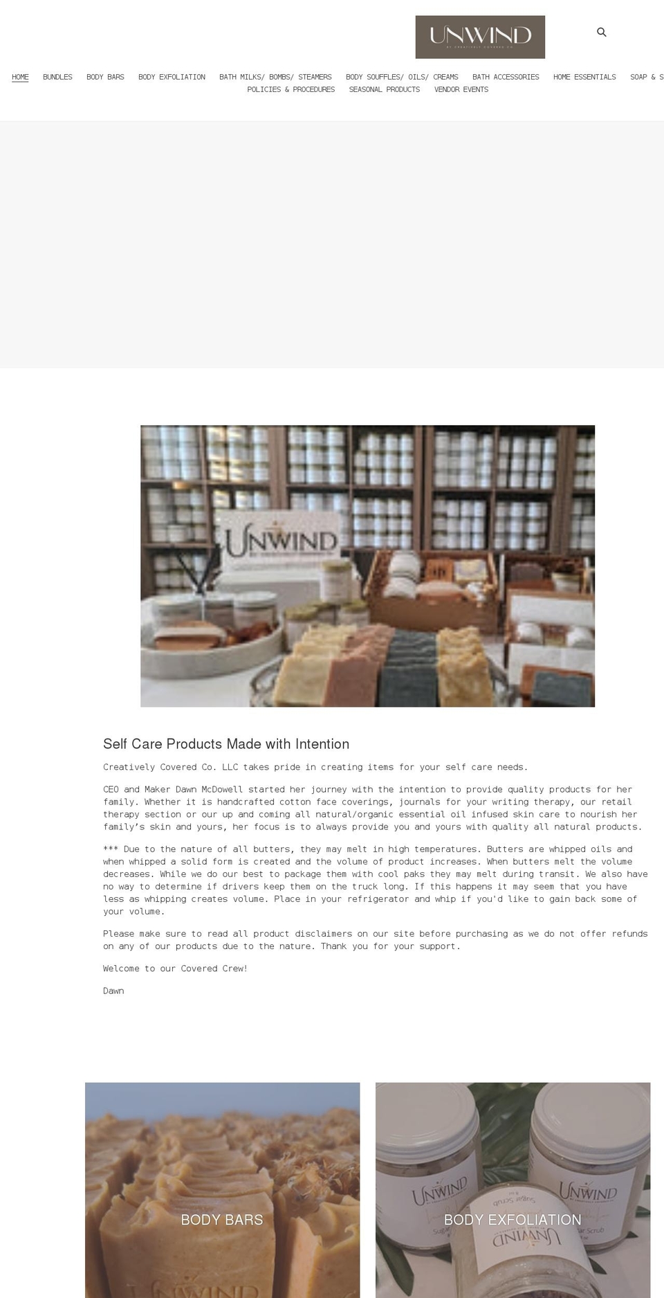 creativelycoveredco.com shopify website screenshot