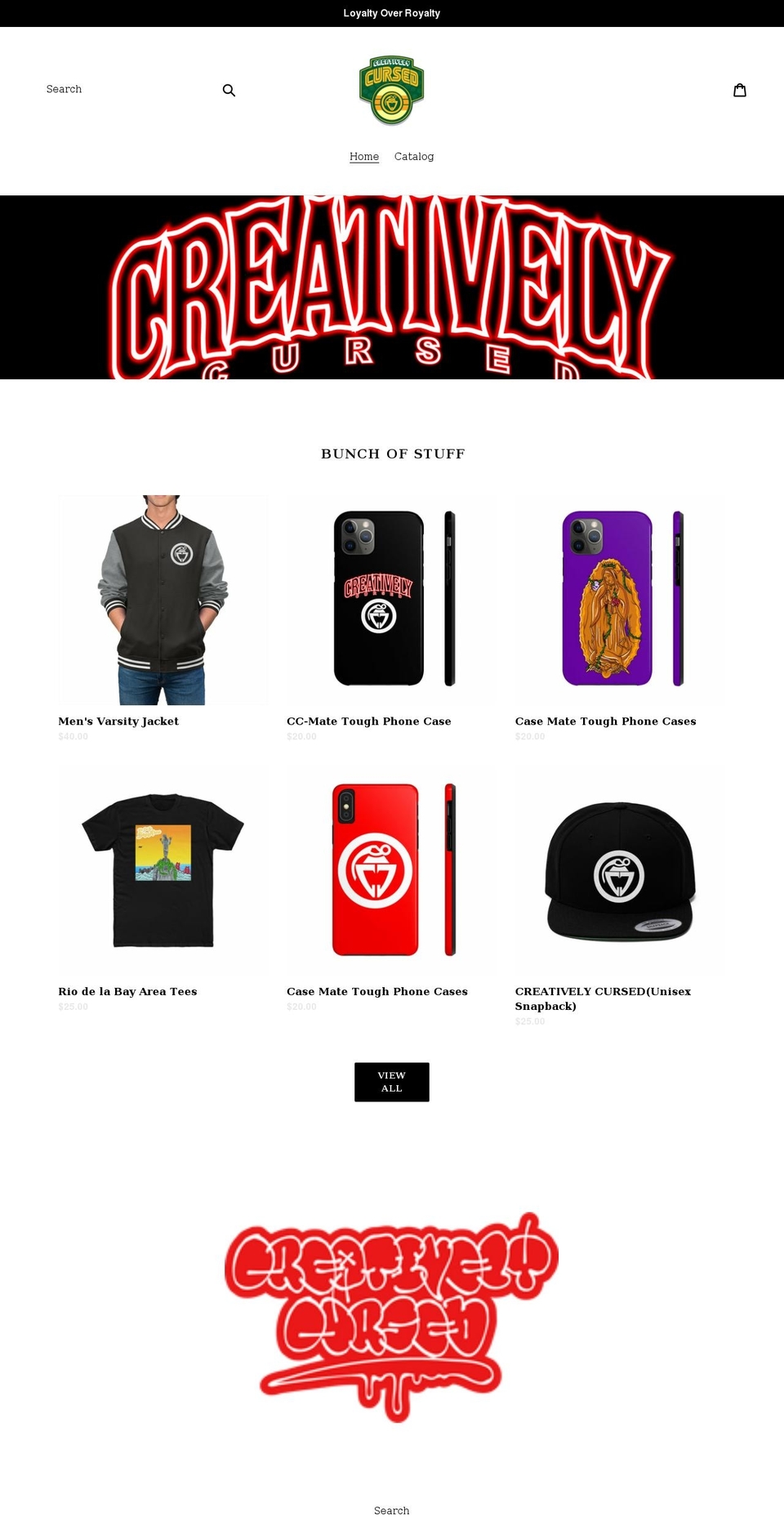 creativelycursed.shop shopify website screenshot