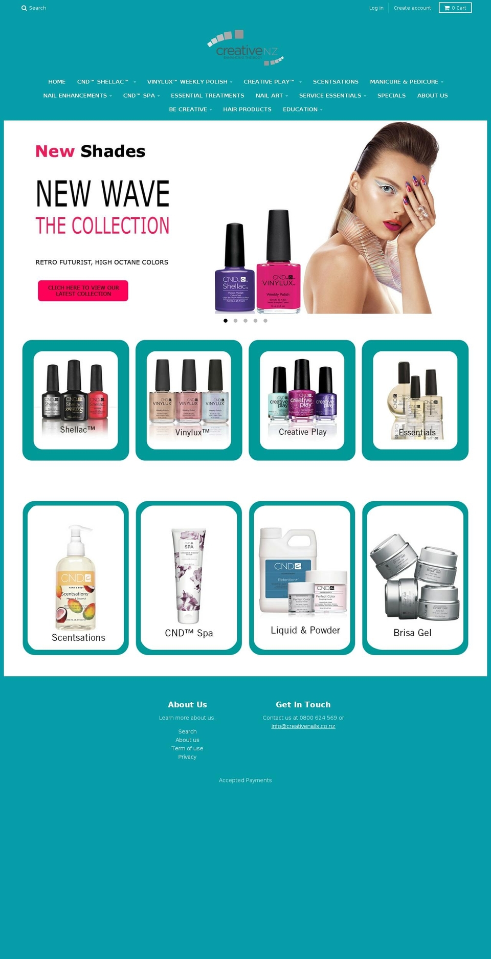 creativenails.co.nz shopify website screenshot