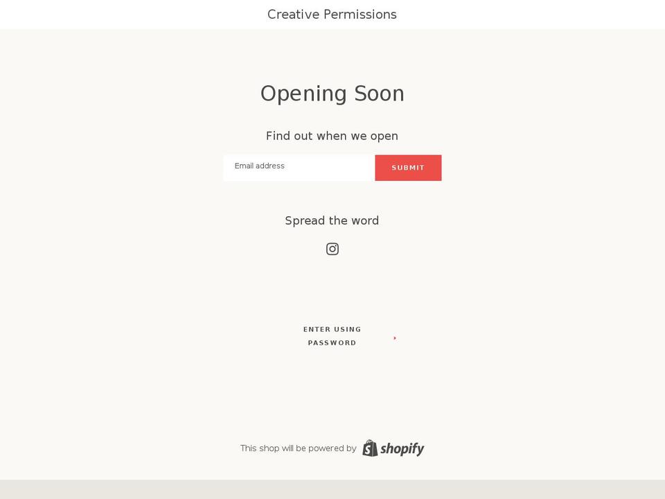 creativepermissions.com — Shopify storefront screenshot