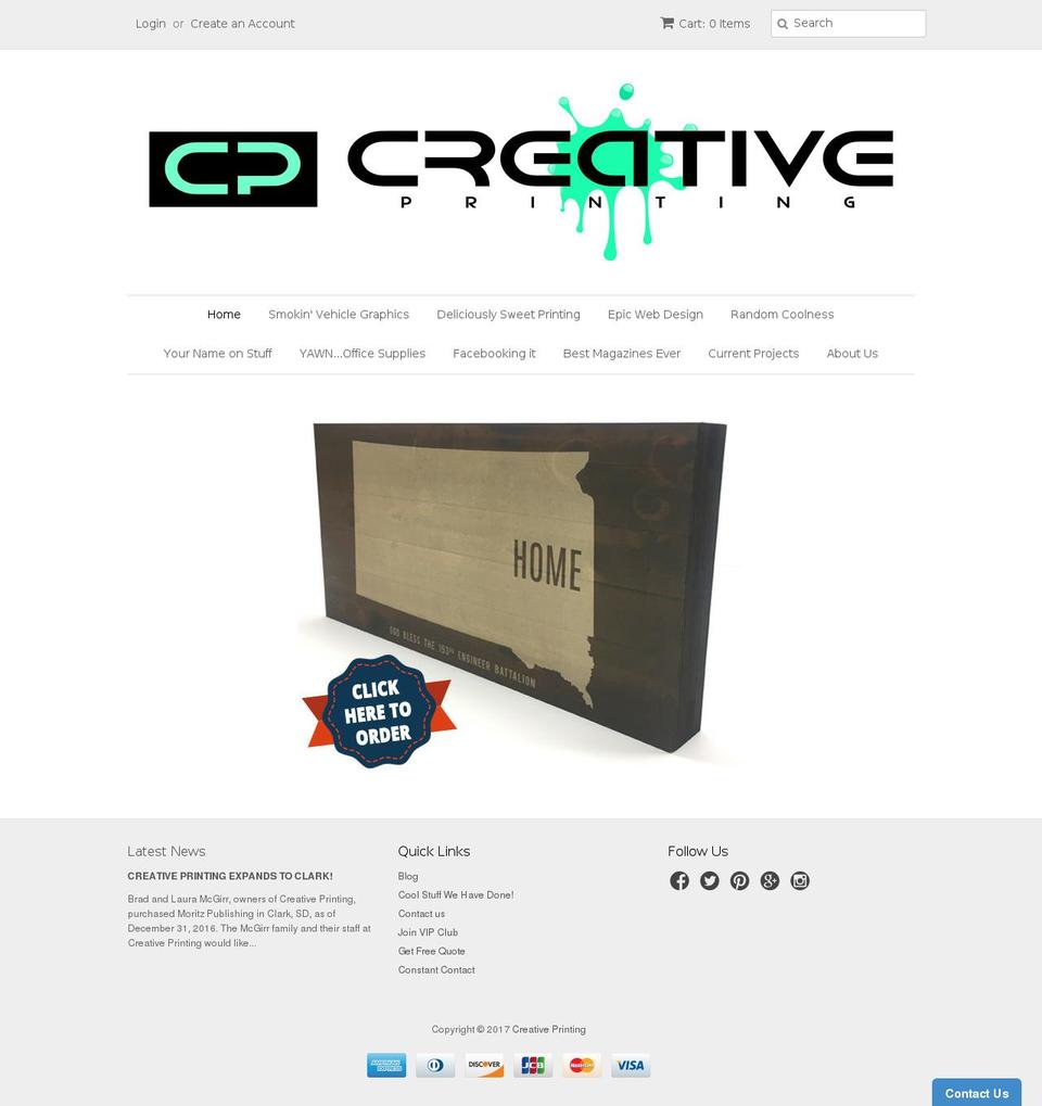 creativeprinting.com shopify website screenshot