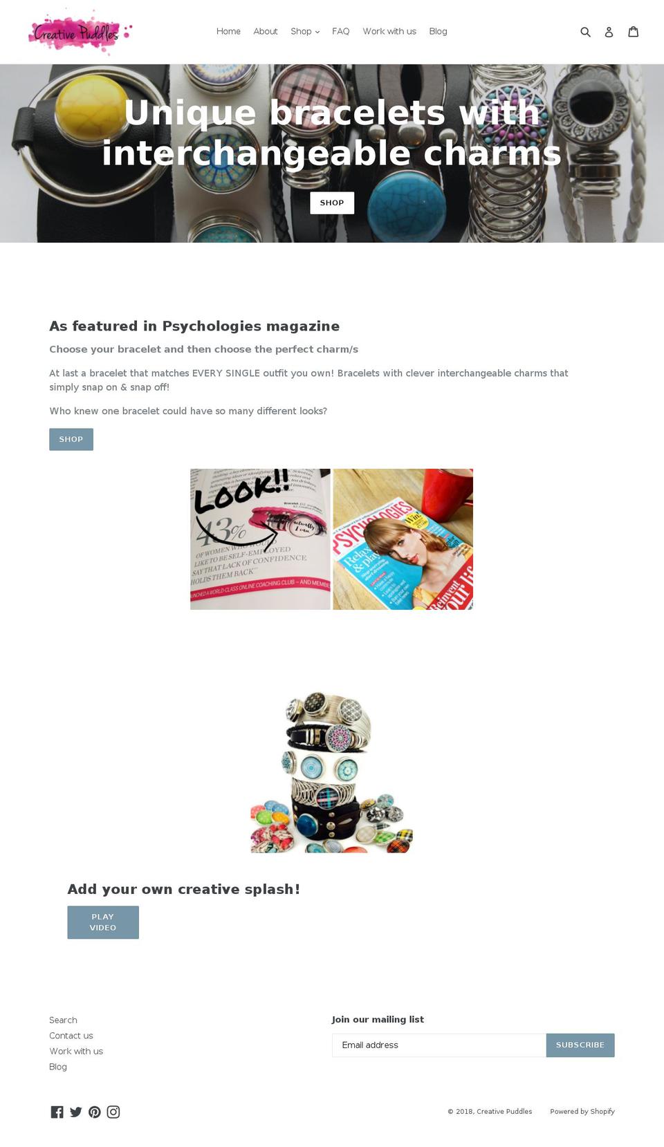 creativepuddles.com — Shopify storefront screenshot
