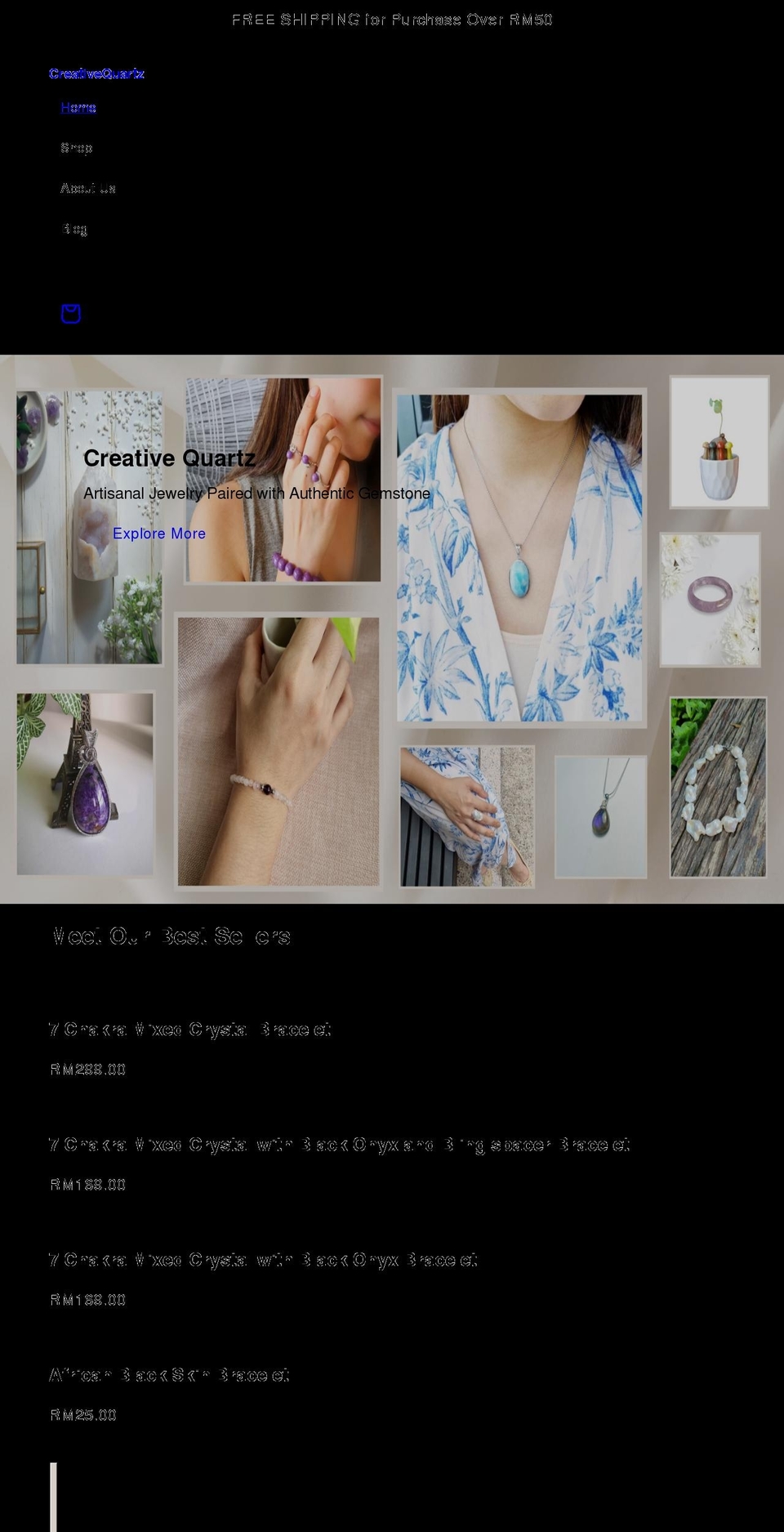 creativequartzfashion.com shopify website screenshot