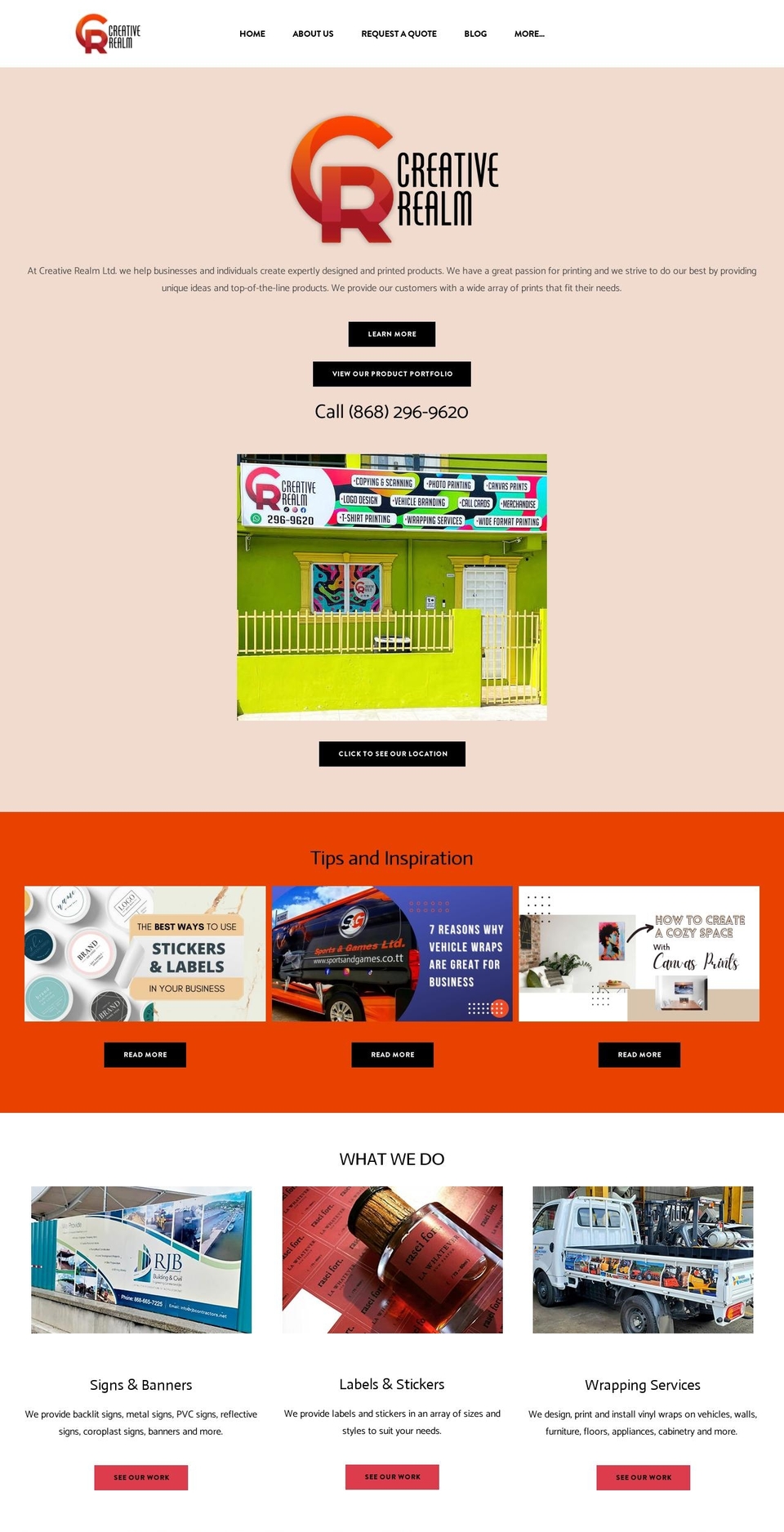 creativerealmtt.com — Shopify storefront screenshot