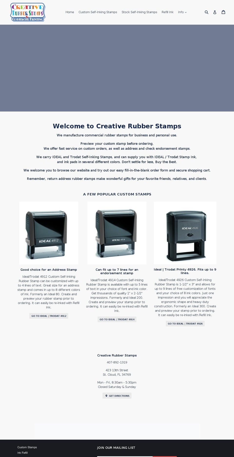 creativerubberstamps.com shopify website screenshot