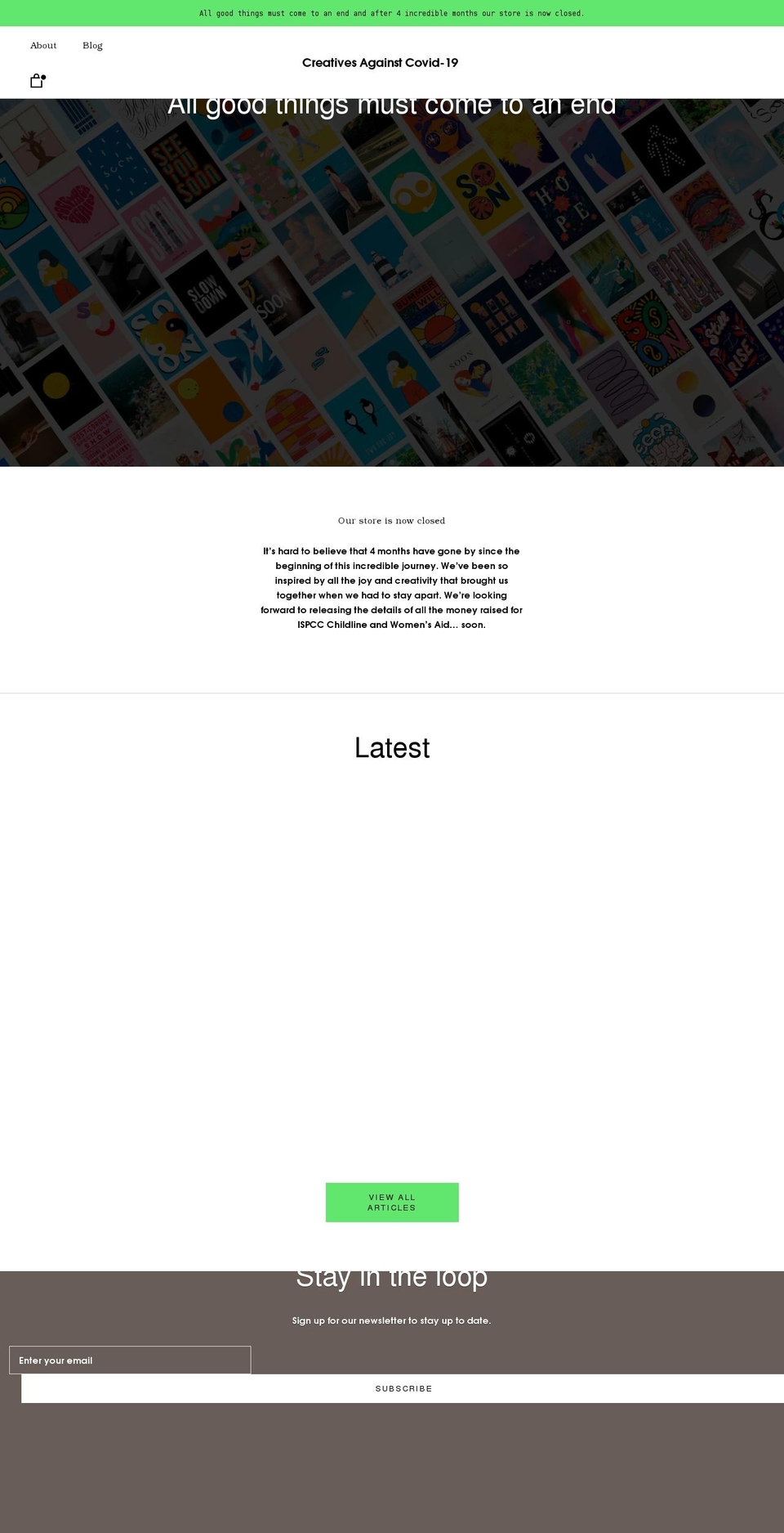 creatives-against-covid-19.myshopify.com shopify website screenshot