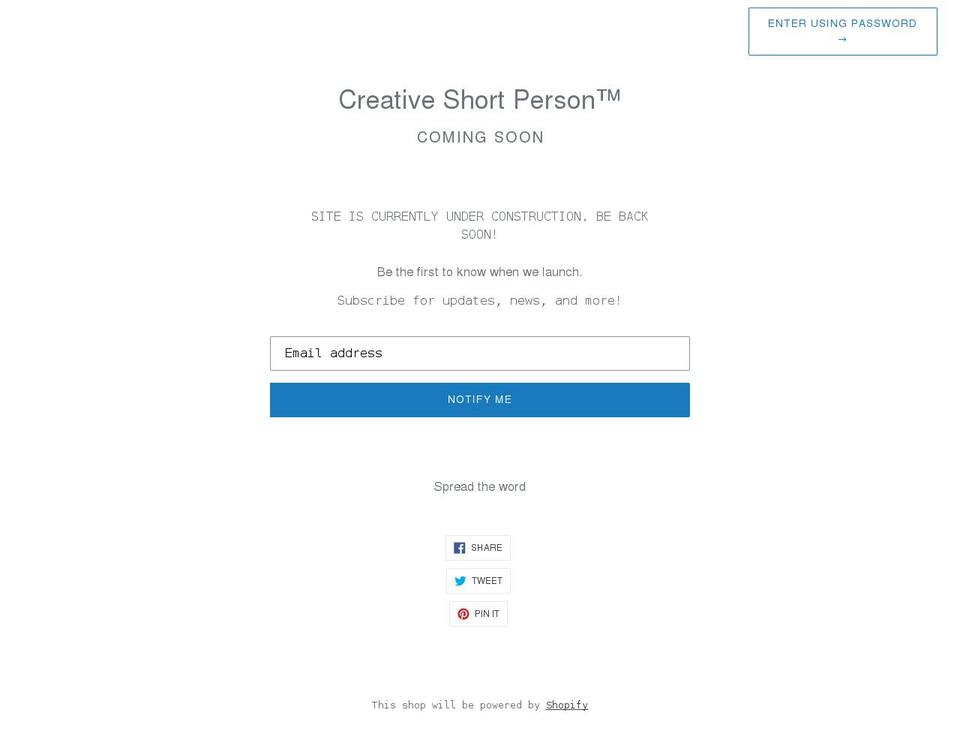 creativeshortperson.com shopify website screenshot