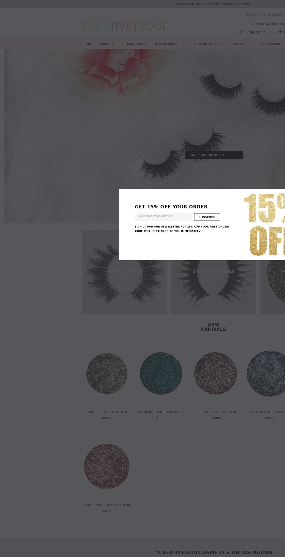 creativesoulcosmetics.com shopify website screenshot