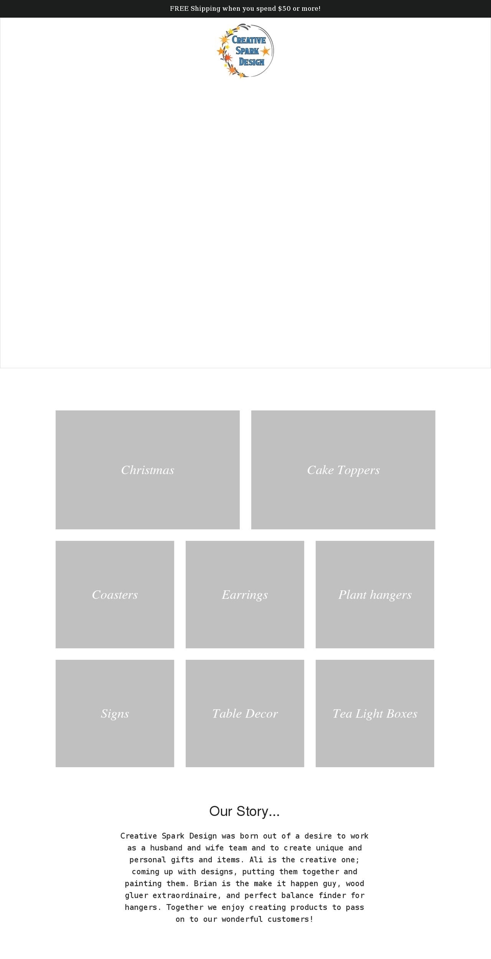 creativesparkdesignworks.com shopify website screenshot