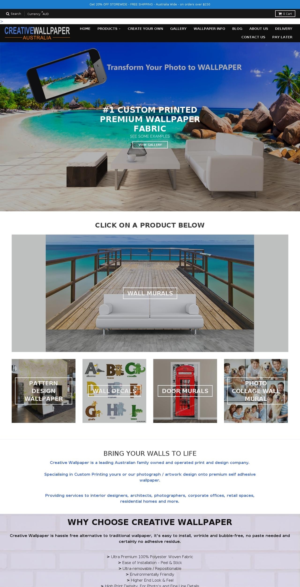 creativewallpaper.com.au shopify website screenshot