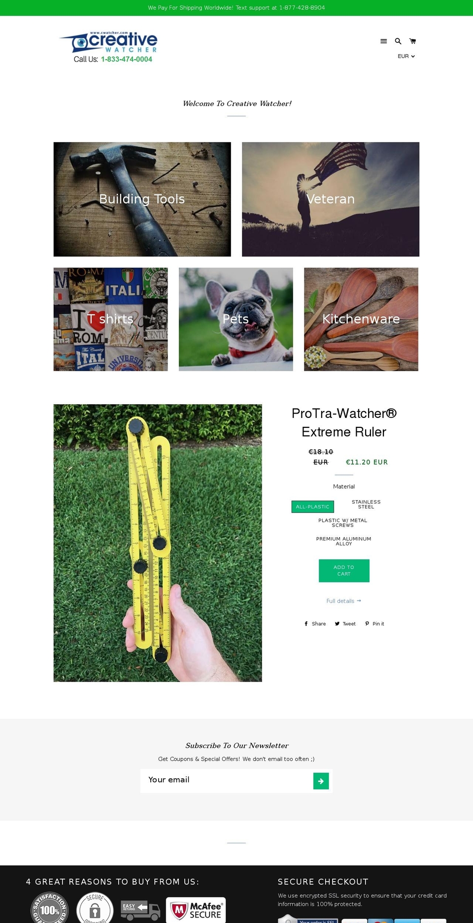 creativewatcher.com — Shopify storefront screenshot