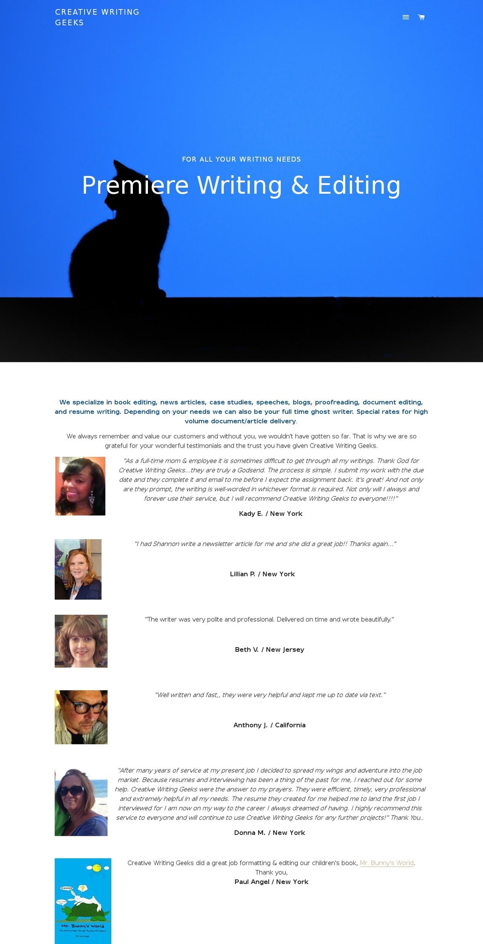 creativewritinggeeks.com shopify website screenshot