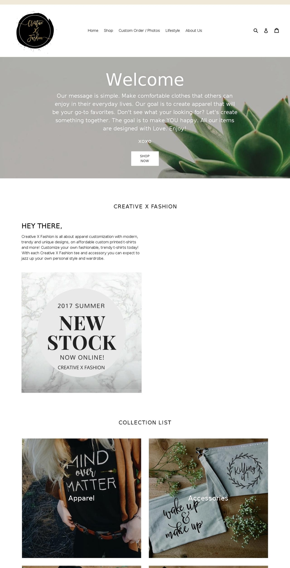 creativexfashion.com — Shopify storefront screenshot