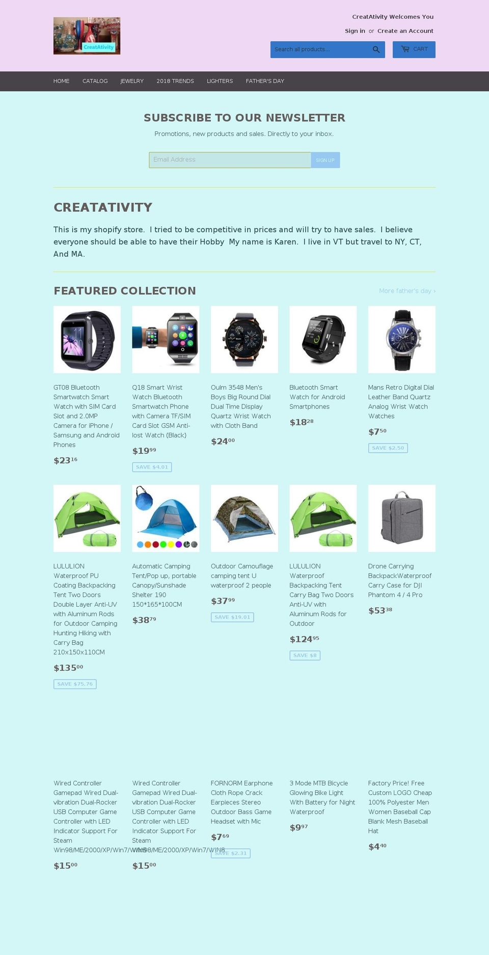 creativitydream.com — Shopify storefront screenshot