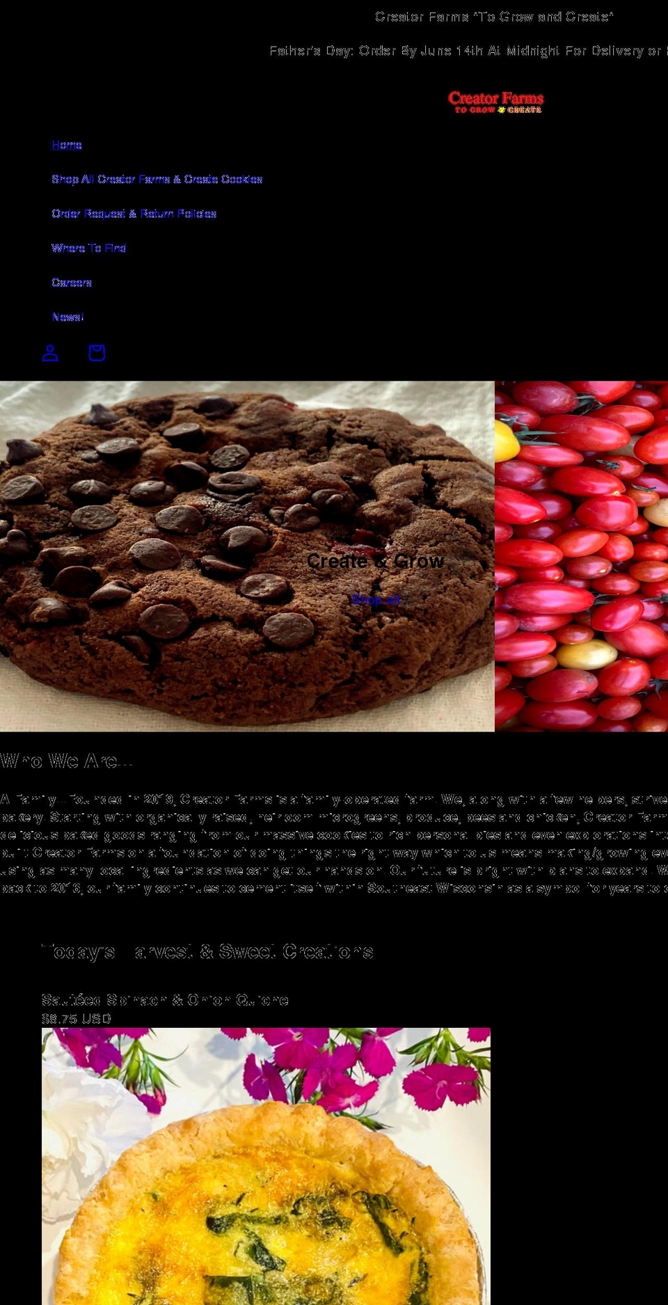 creatorfarms.com shopify website screenshot