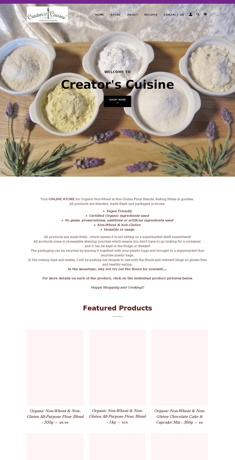 creatorscuisine.com — Shopify storefront screenshot