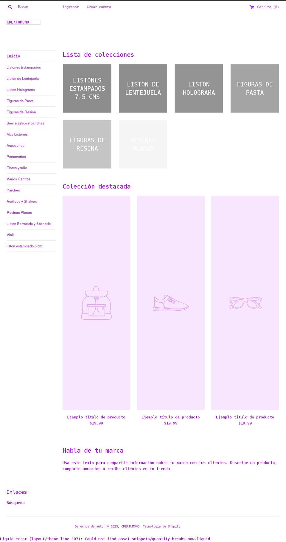 creatumono.com shopify website screenshot