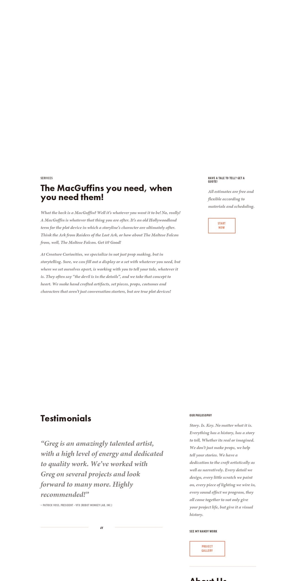 creaturecuriosities.com — Shopify storefront screenshot