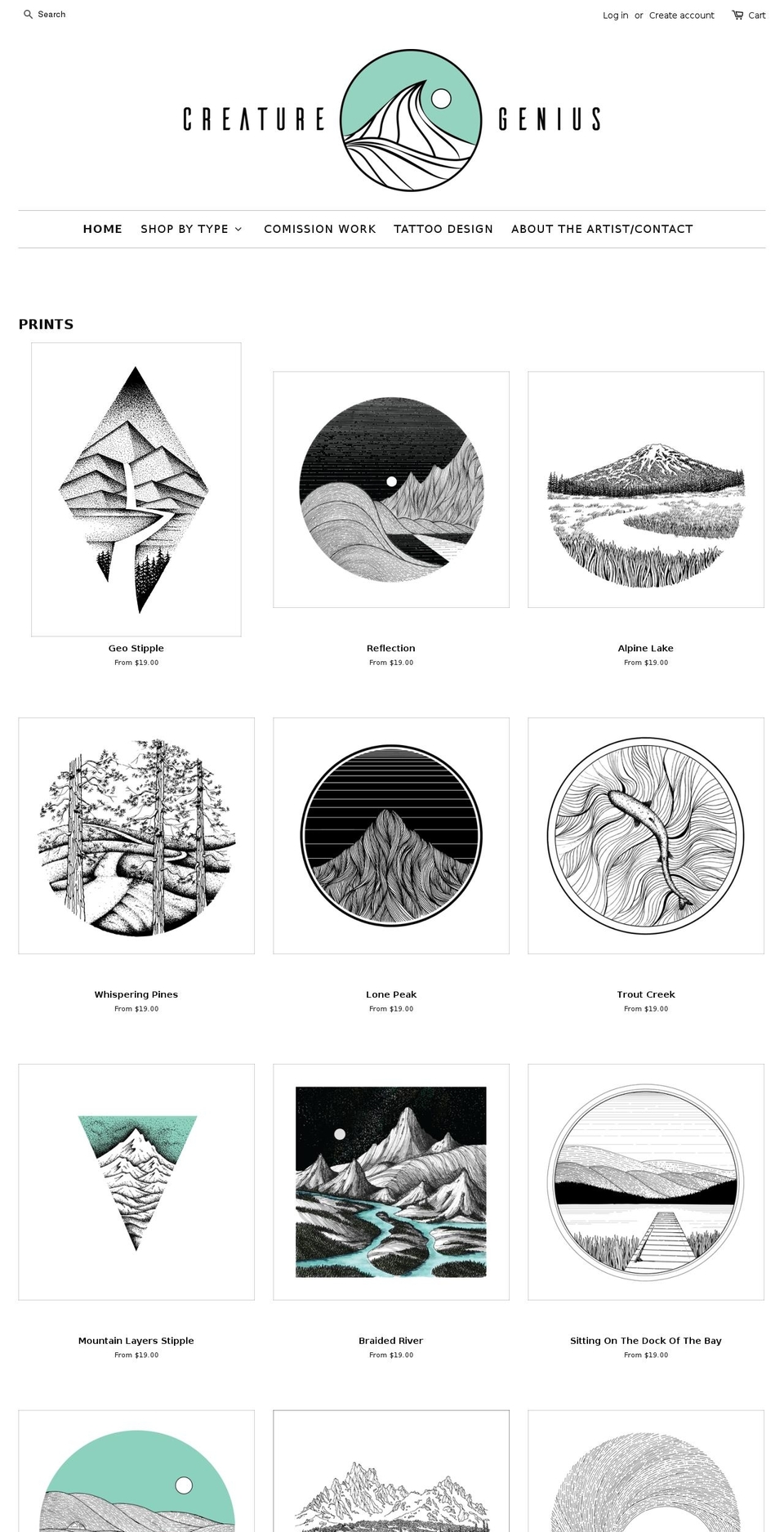 creaturegenius.com — Shopify storefront screenshot