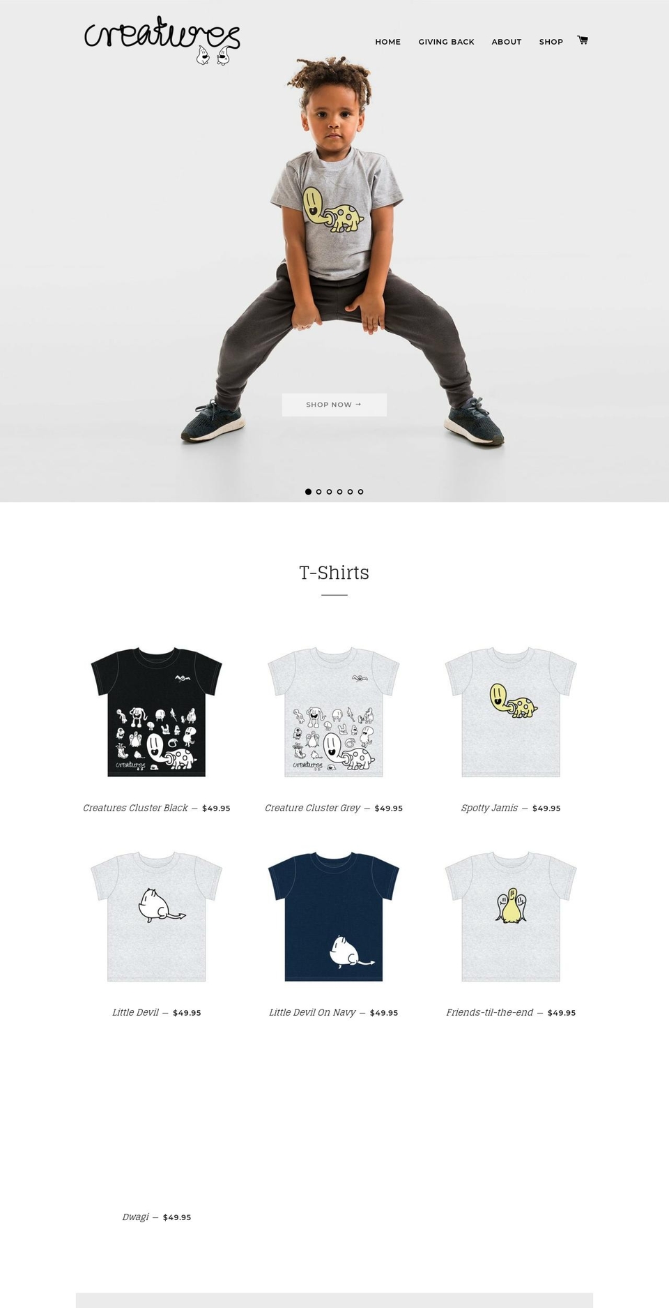 creatures.net.au shopify website screenshot