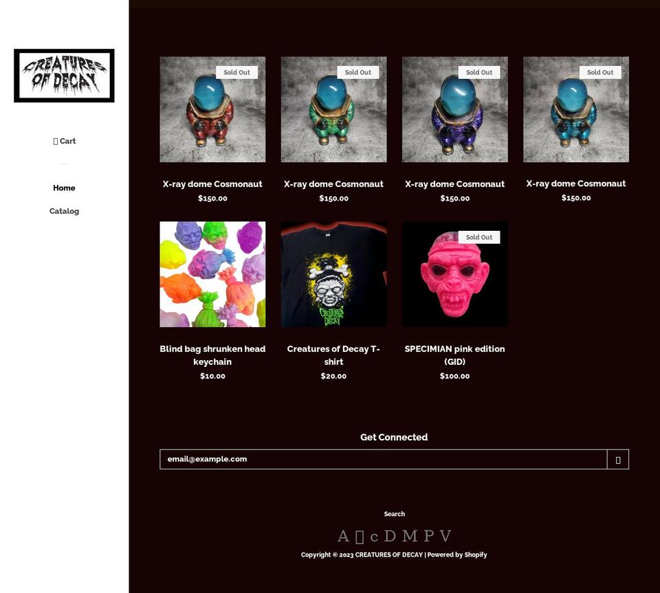 creaturesofdecay.com shopify website screenshot