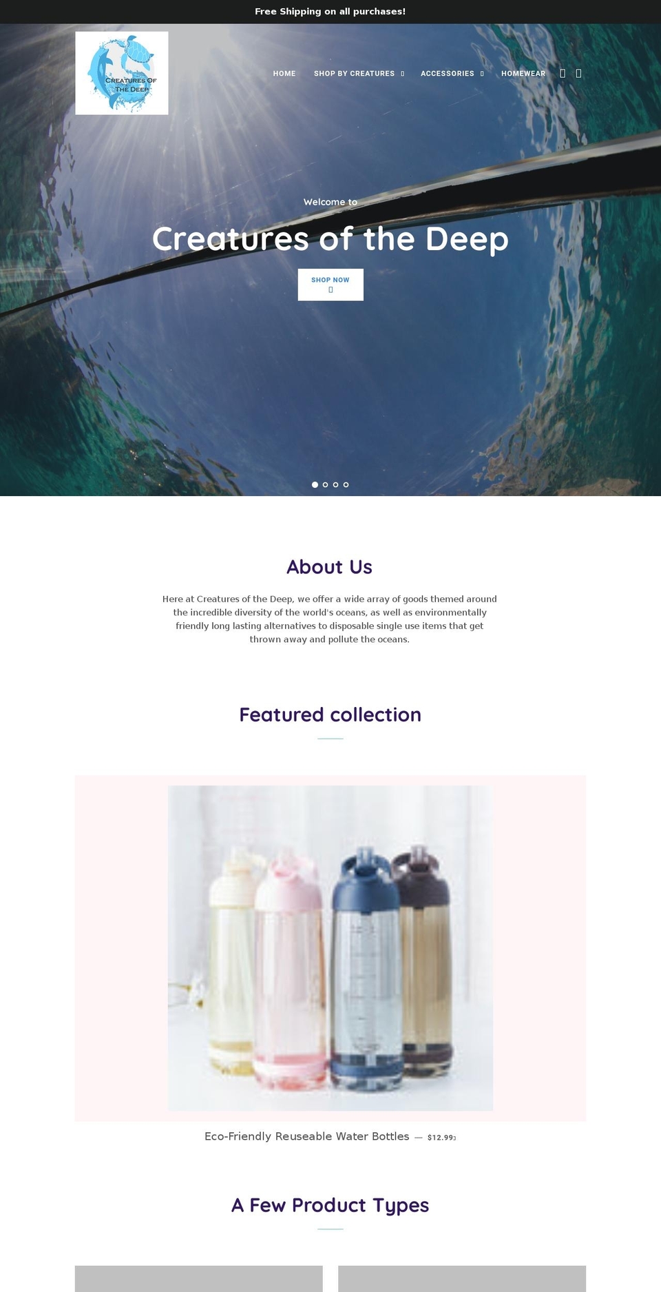 creaturesofthedeeponline.com — Shopify storefront screenshot