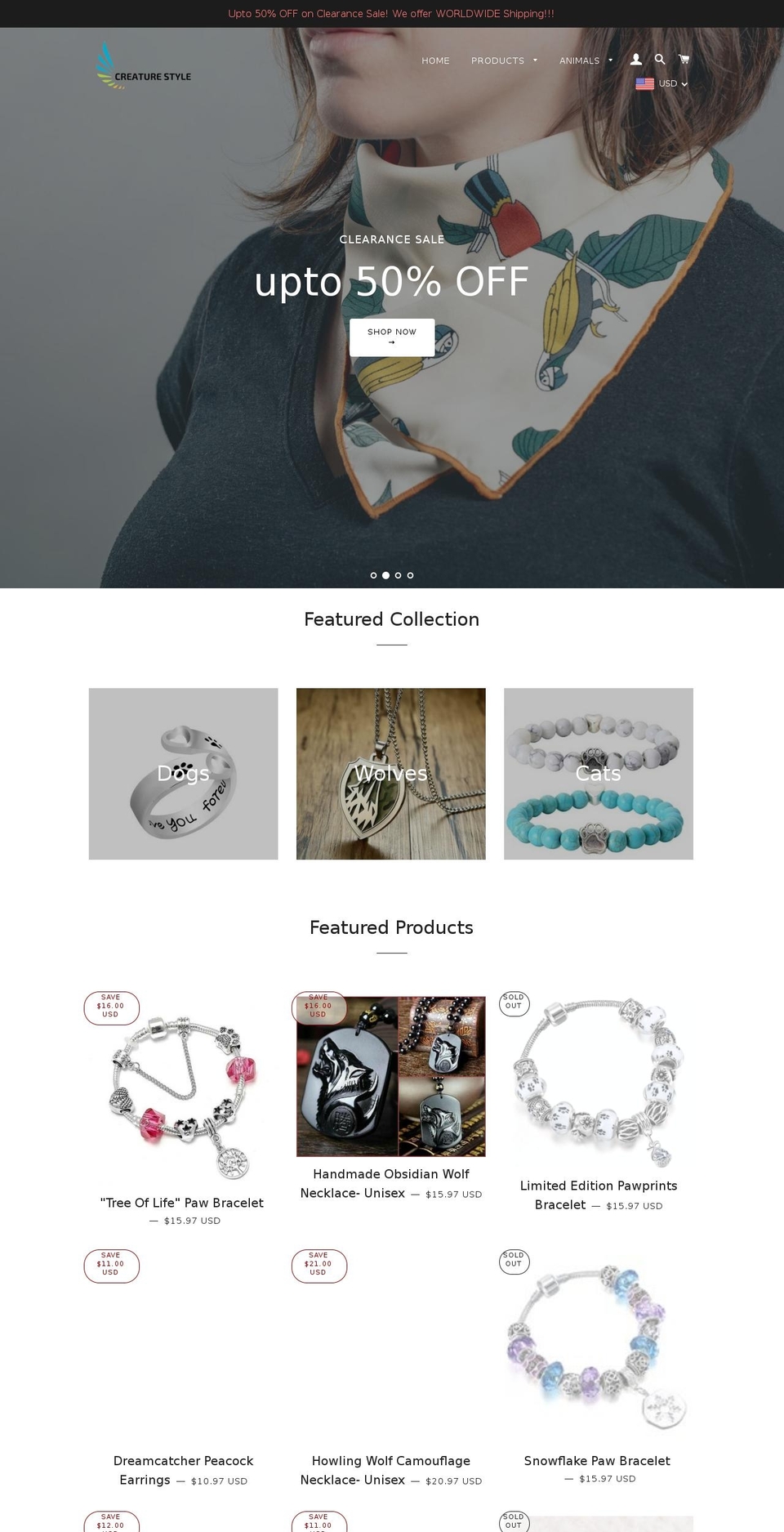 creaturestyle.com — Shopify storefront screenshot