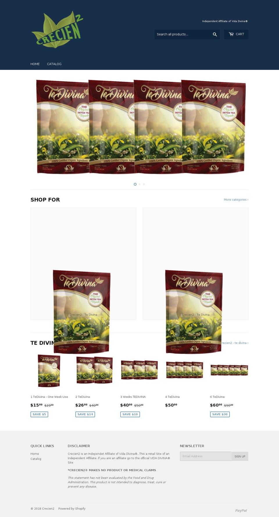 crecien2.com — Shopify storefront screenshot