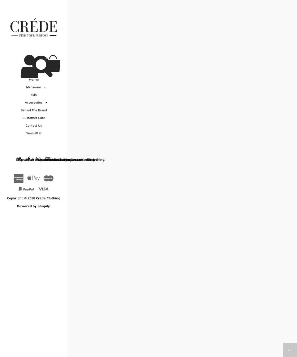 credeclothing.com — Shopify storefront screenshot