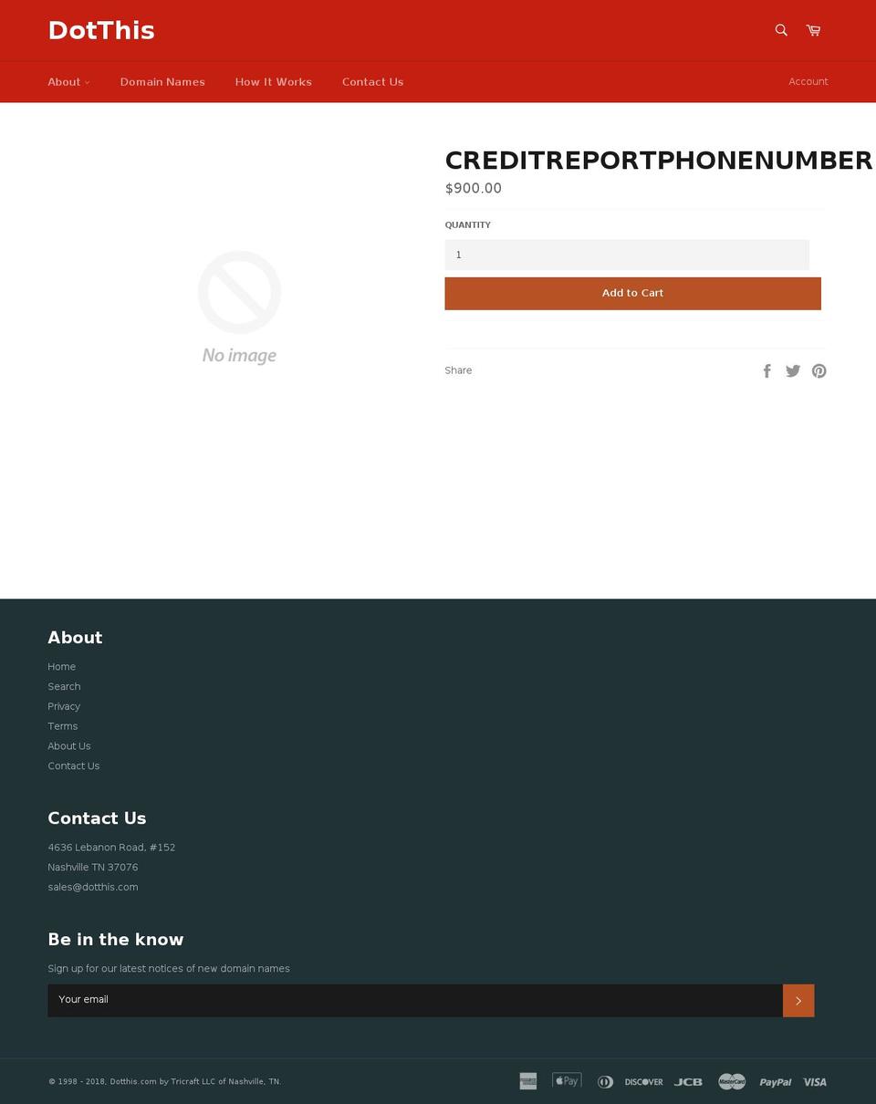 creditreportphonenumber.com — Shopify storefront screenshot