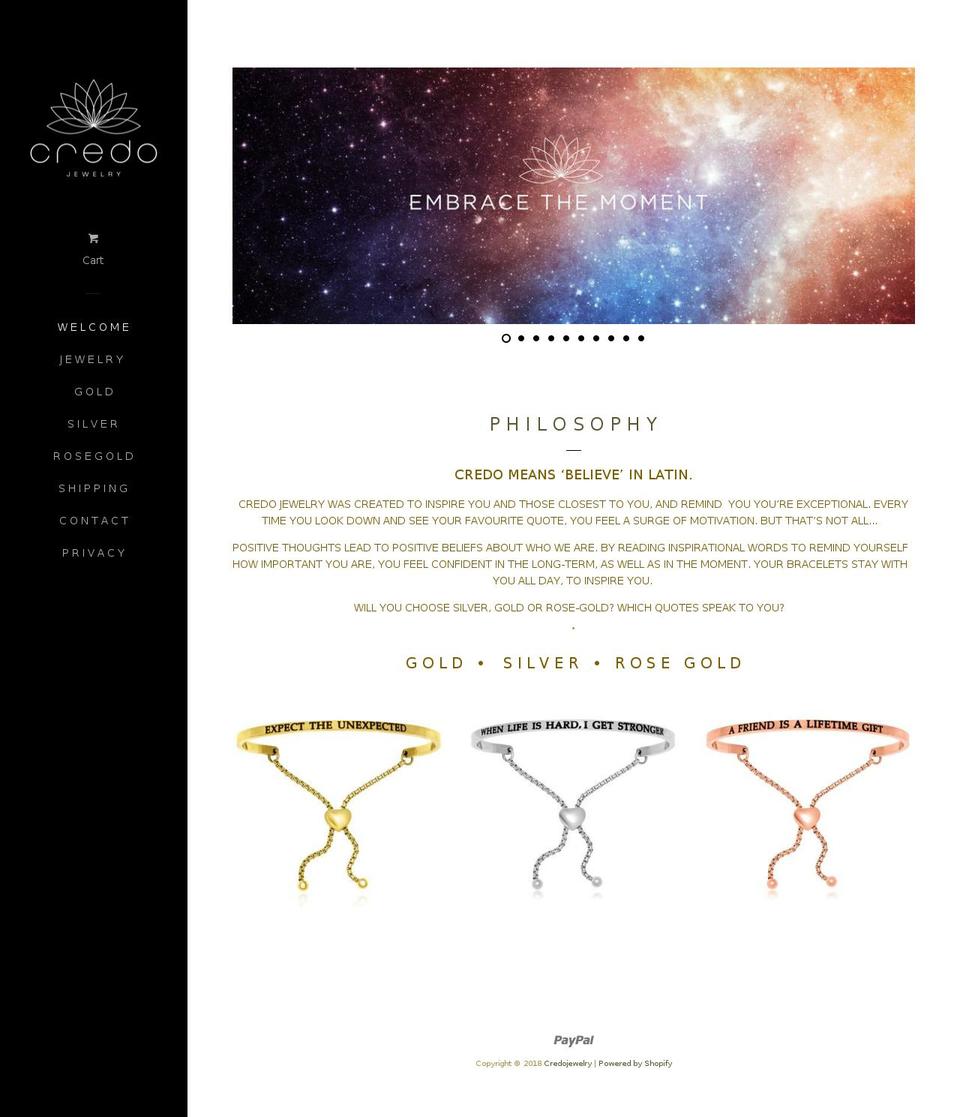 credojewelry.com — Shopify storefront screenshot