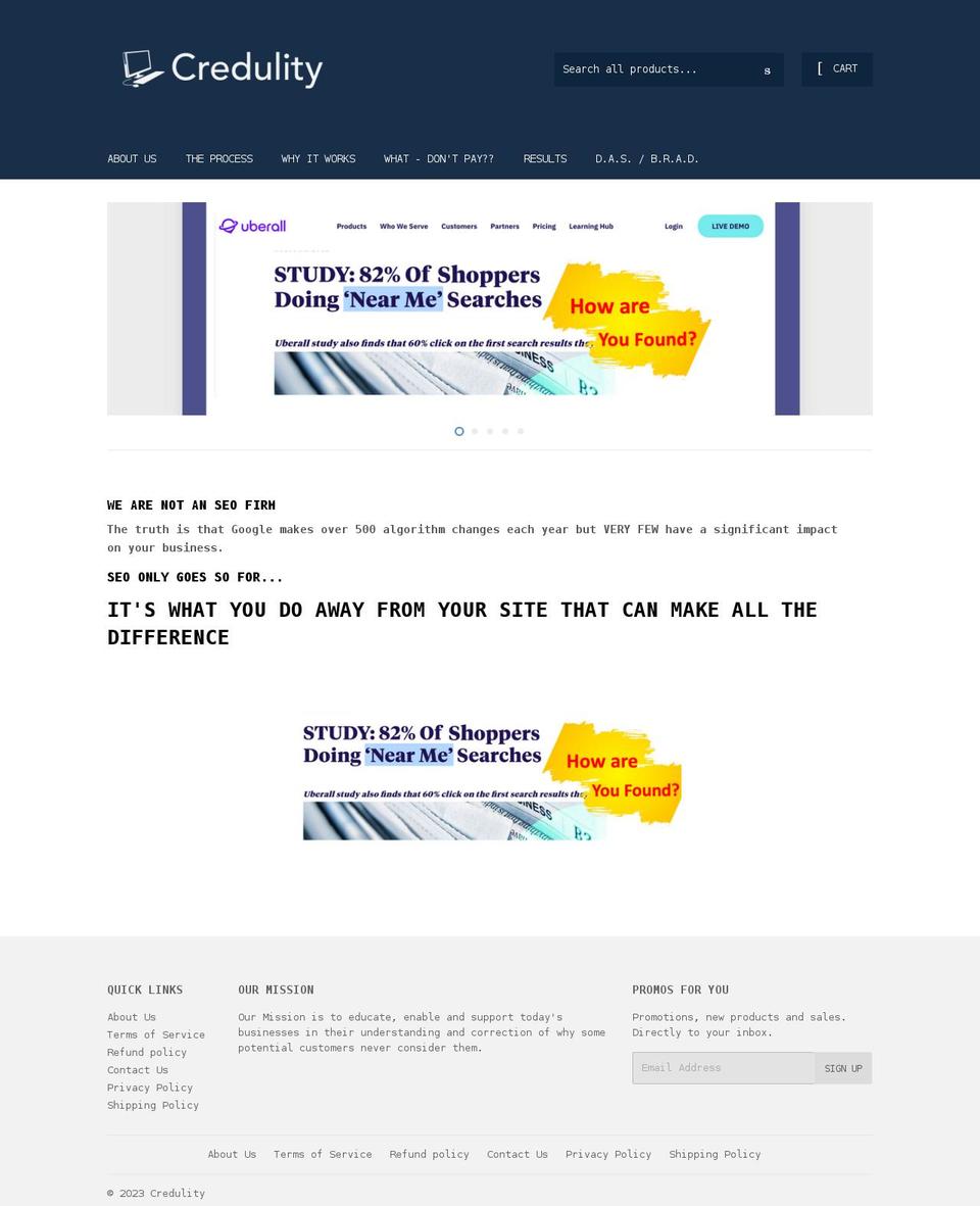 credulity.net shopify website screenshot