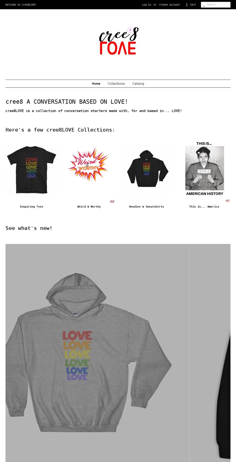 cree8love.com shopify website screenshot