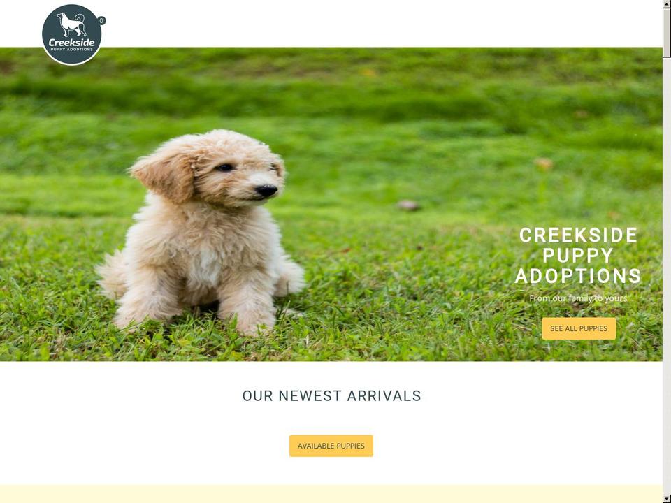 creeksidepuppyadoptions.com shopify website screenshot