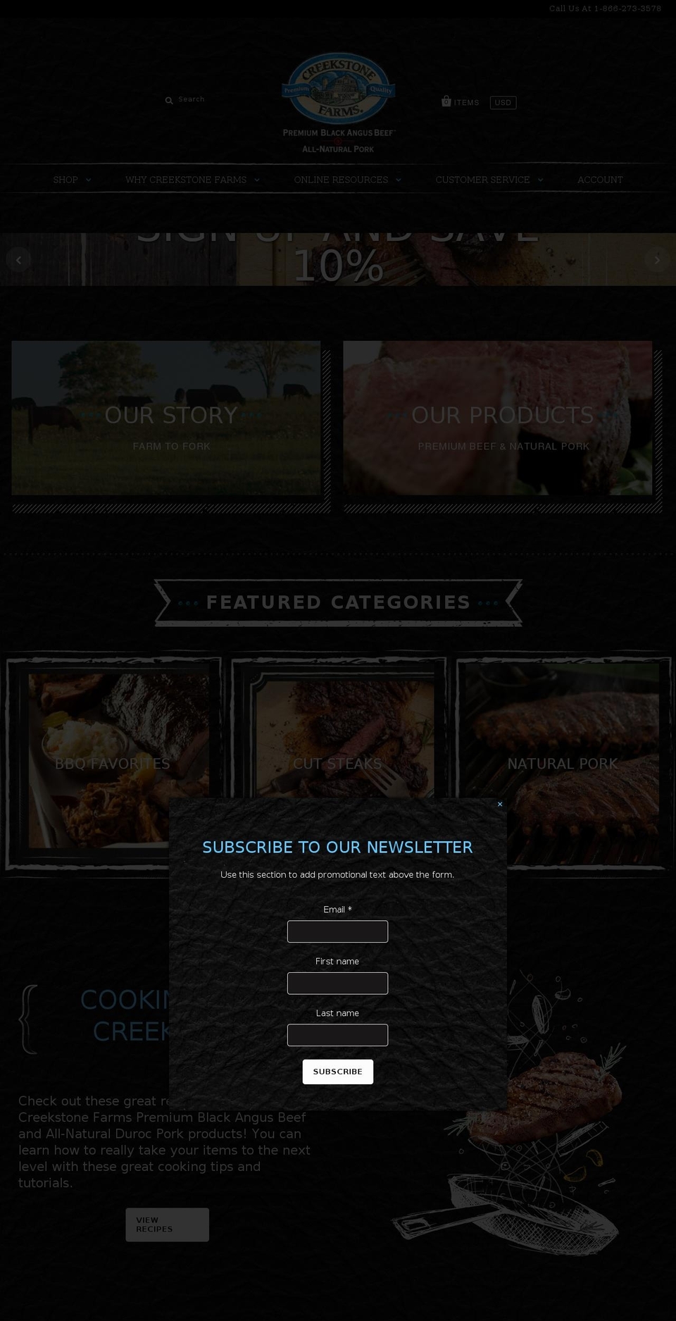 creekstonefarms.com shopify website screenshot