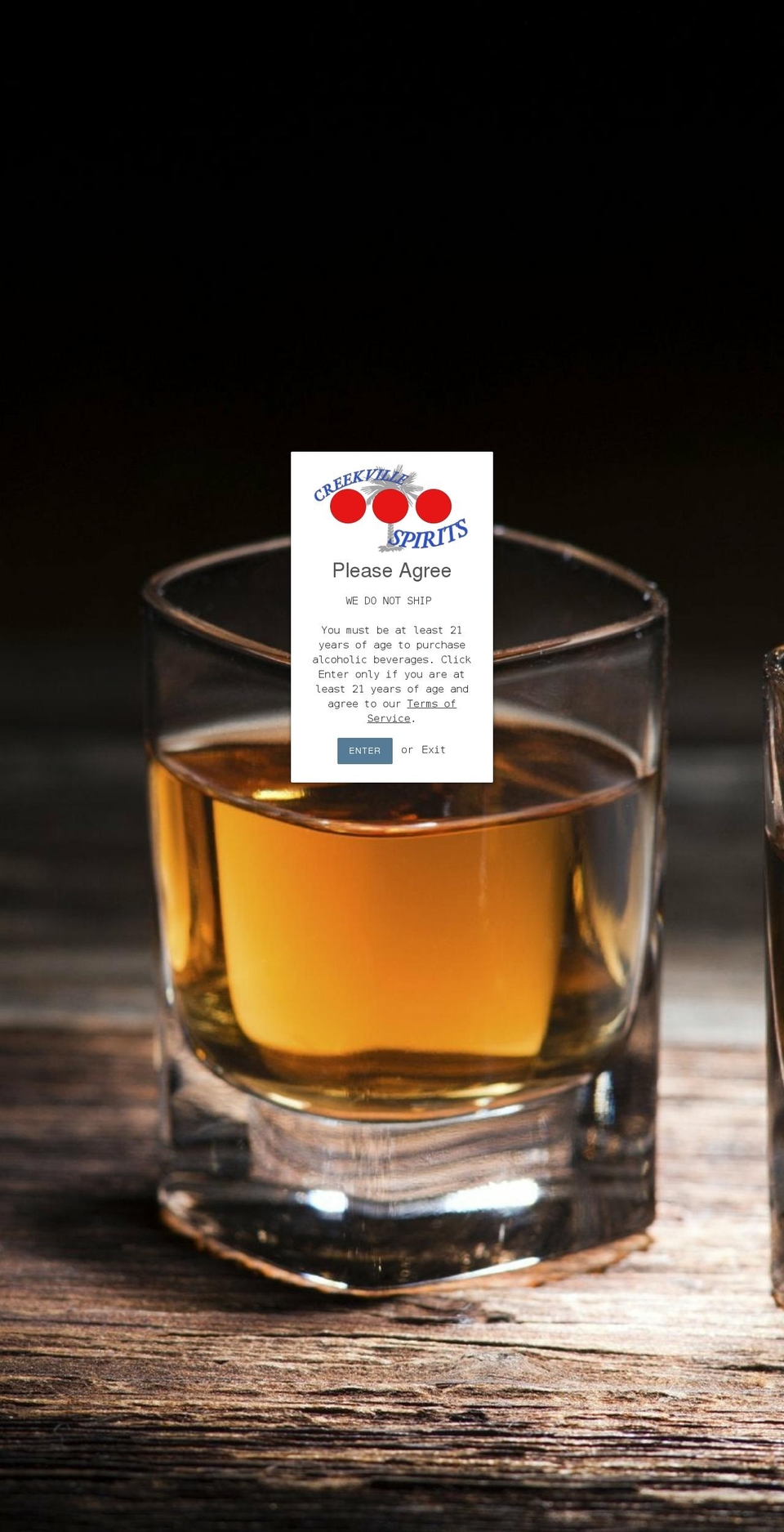creekvillespirits.com shopify website screenshot
