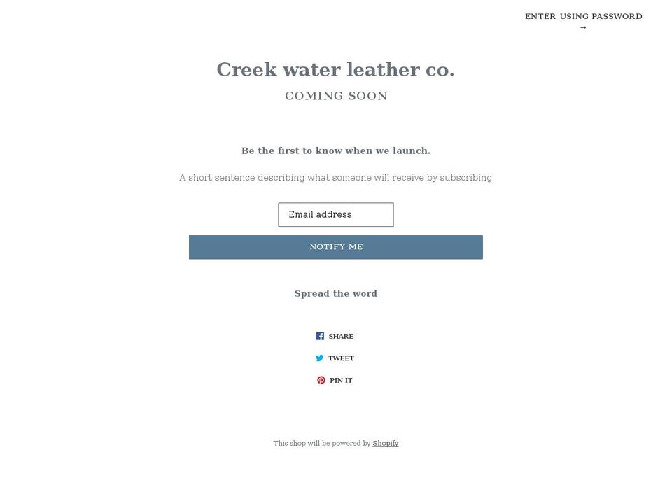 creekwaterleather.com — Shopify storefront screenshot