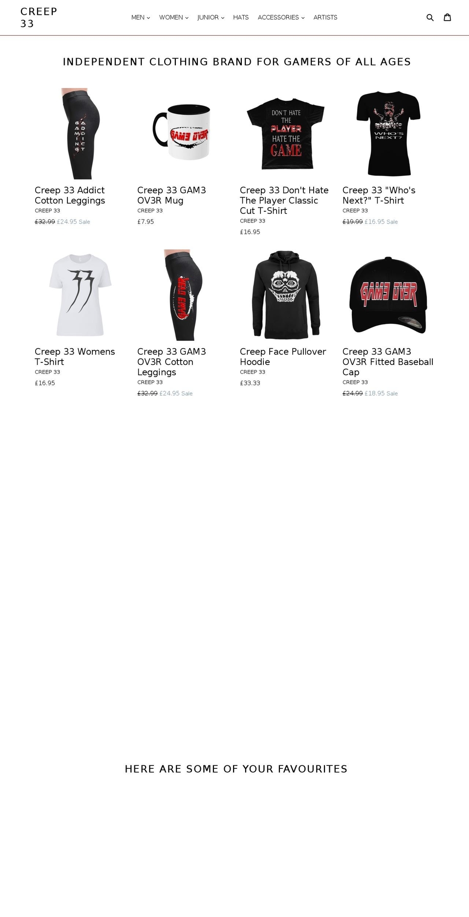 creep33.com — Shopify storefront screenshot